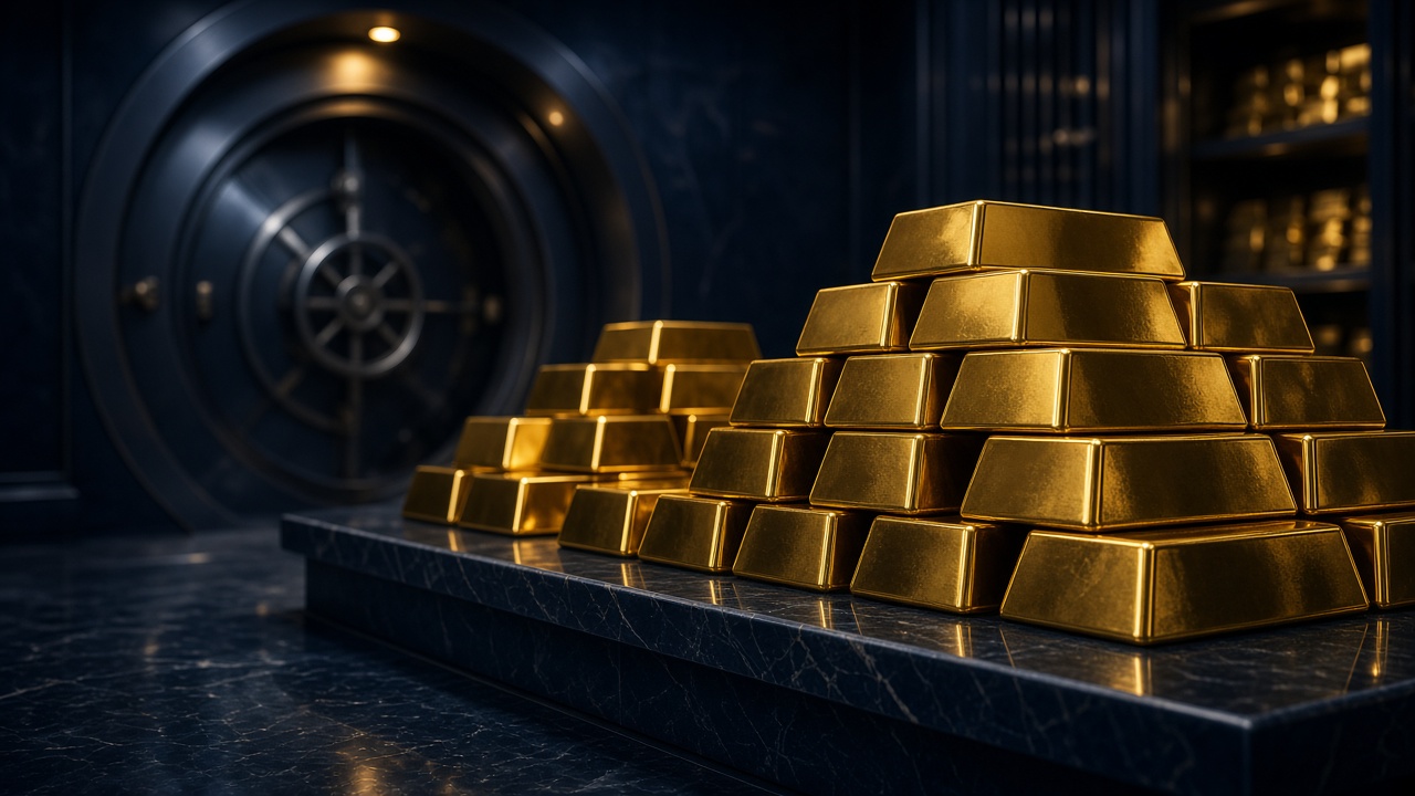 Goldbarren in einem Hochsicherheitstresor
